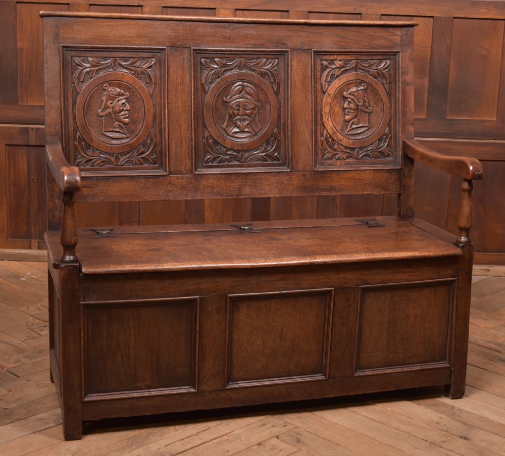 Victorian Carved Oak Settle