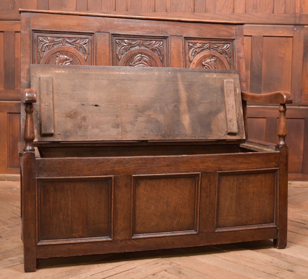 Victorian Carved Oak Settle View VI