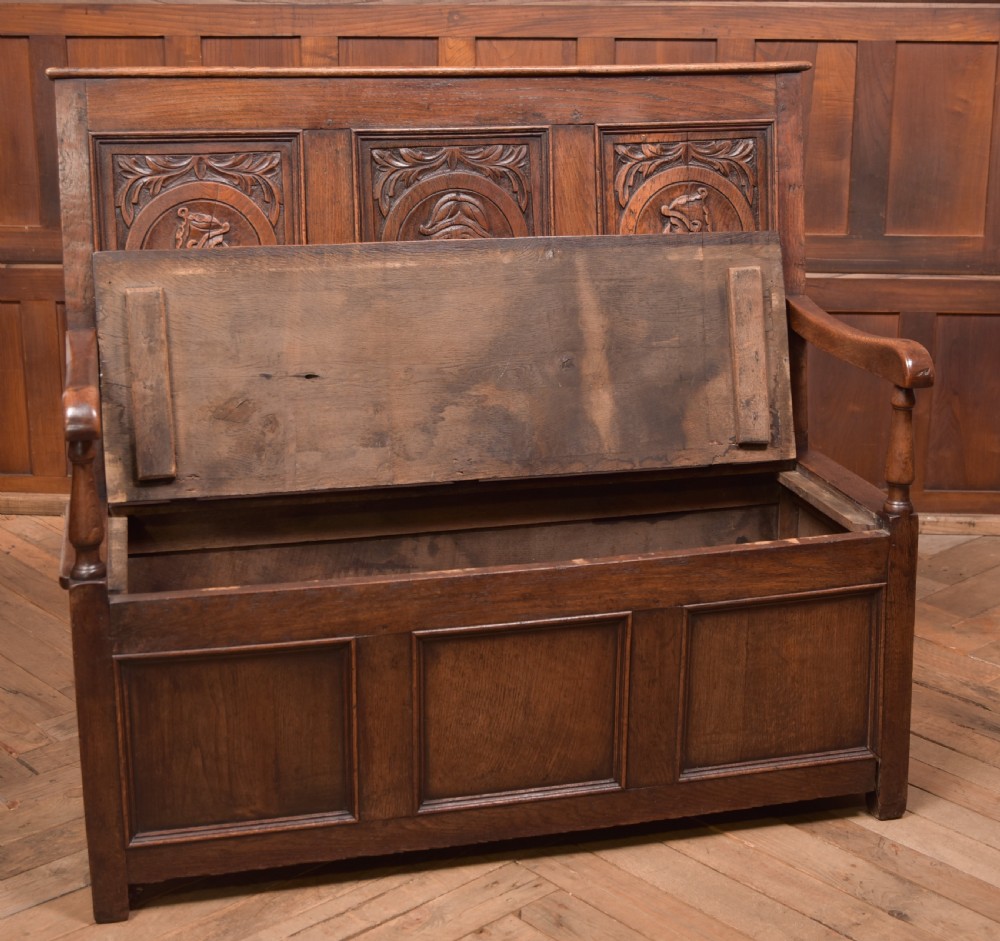 Victorian Carved Oak Settle View VIII