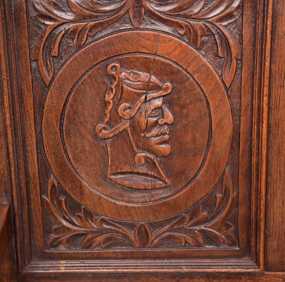 Victorian Carved Oak Settle View XX