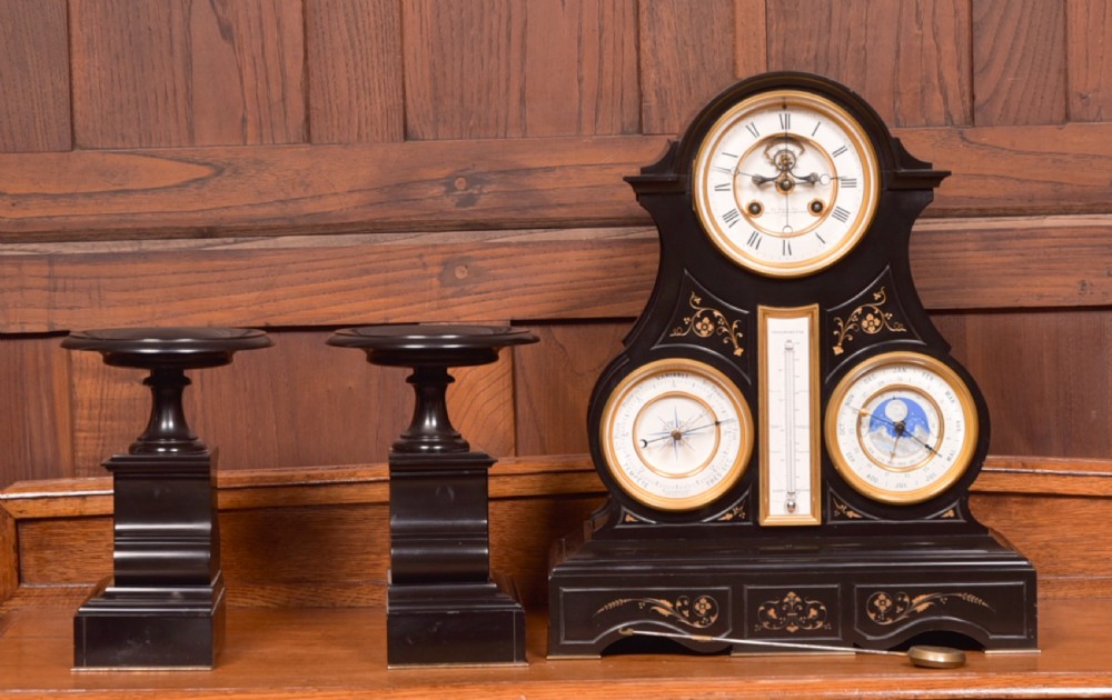 French 3pc Clock Set By Le Roy et Fils of Paris View VIII