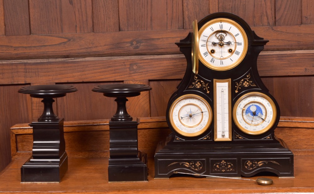 French 3pc Clock Set By Le Roy et Fils of Paris View IX