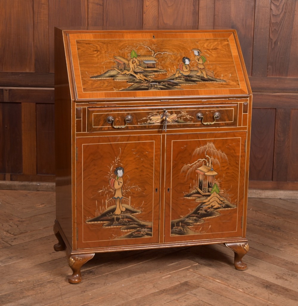 Walnut Chinoiserie Bureau