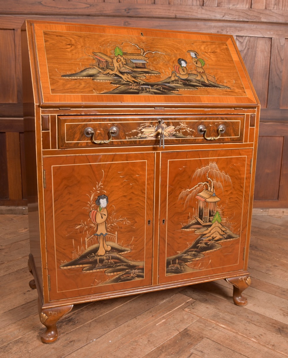 Walnut Chinoiserie Bureau View VII
