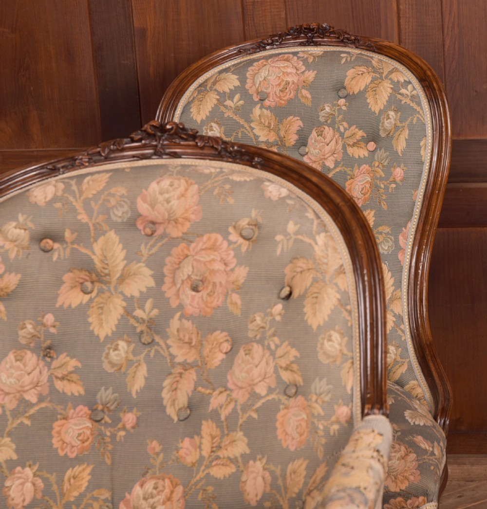 Victorian Walnut His & Her Parlour Chairs View II