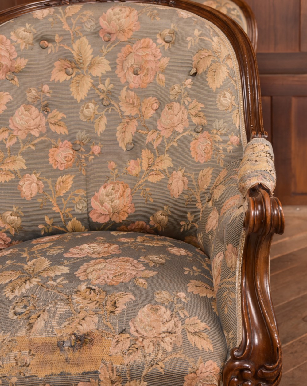 Victorian Walnut His & Her Parlour Chairs View IX