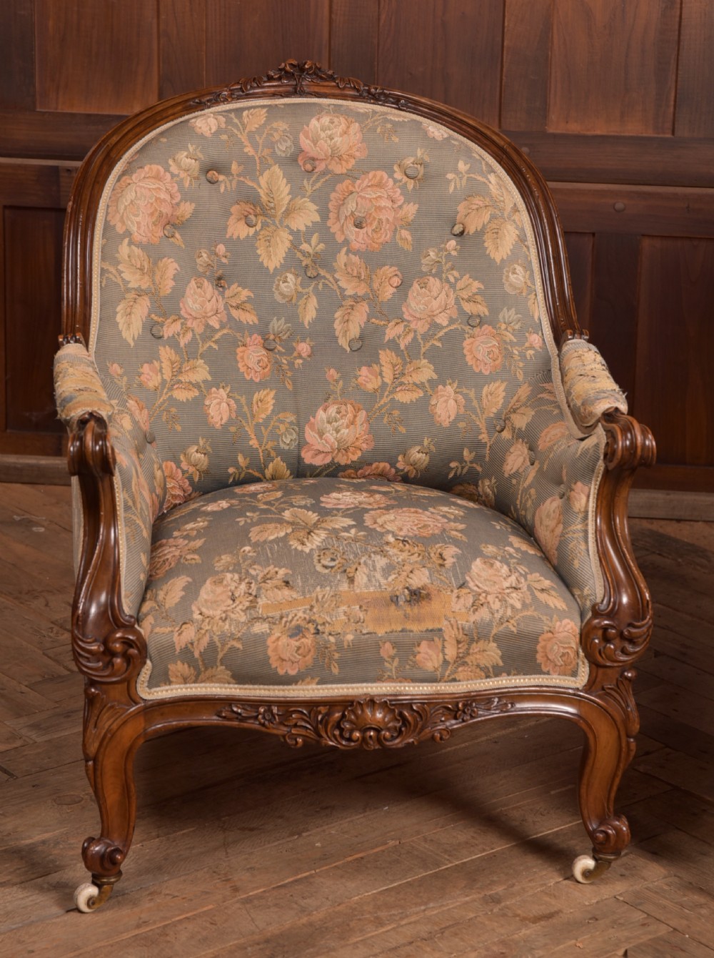 Victorian Walnut His & Her Parlour Chairs View XIV