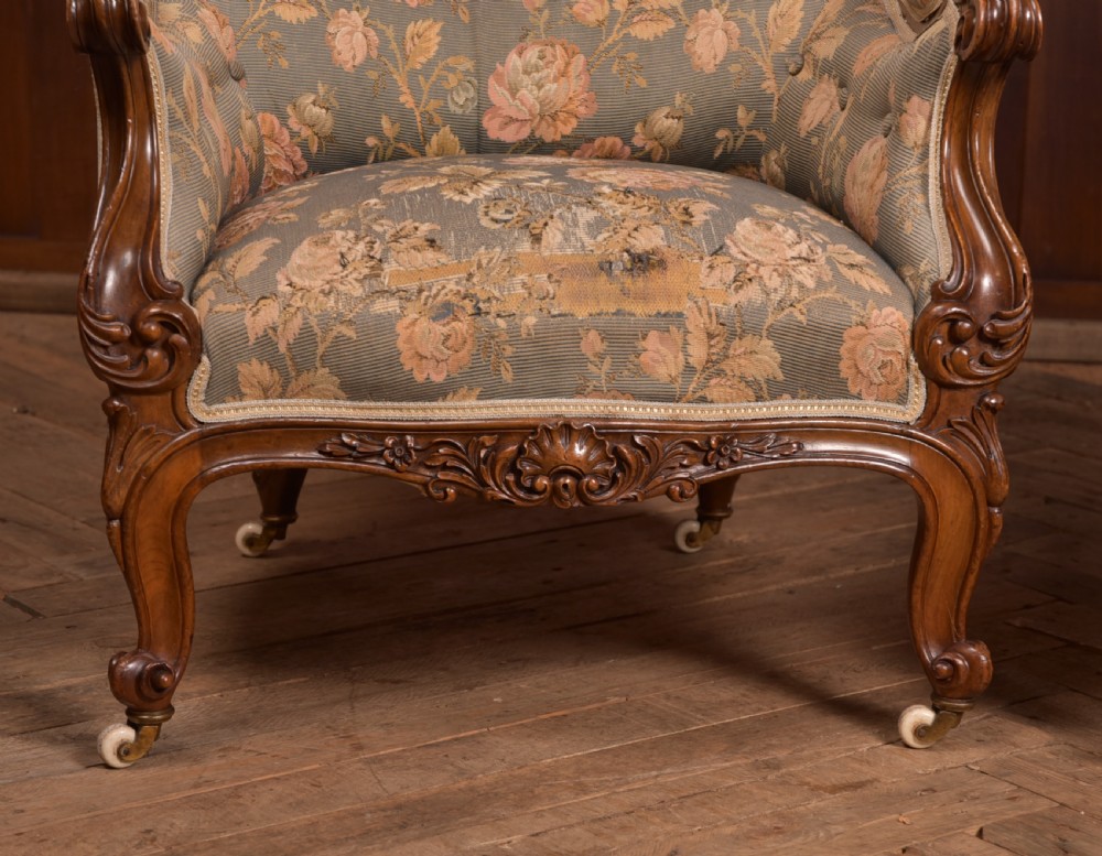 Victorian Walnut His & Her Parlour Chairs View XV