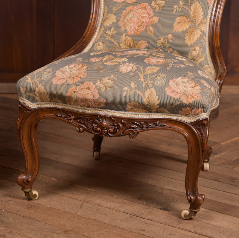 Victorian Walnut His & Her Parlour Chairs View XVI