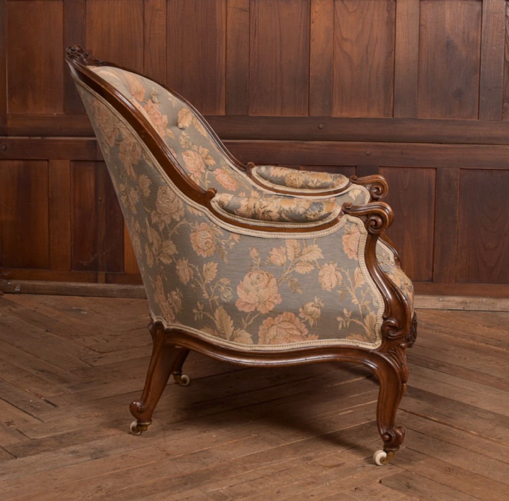 Victorian Walnut His & Her Parlour Chairs View XVIII