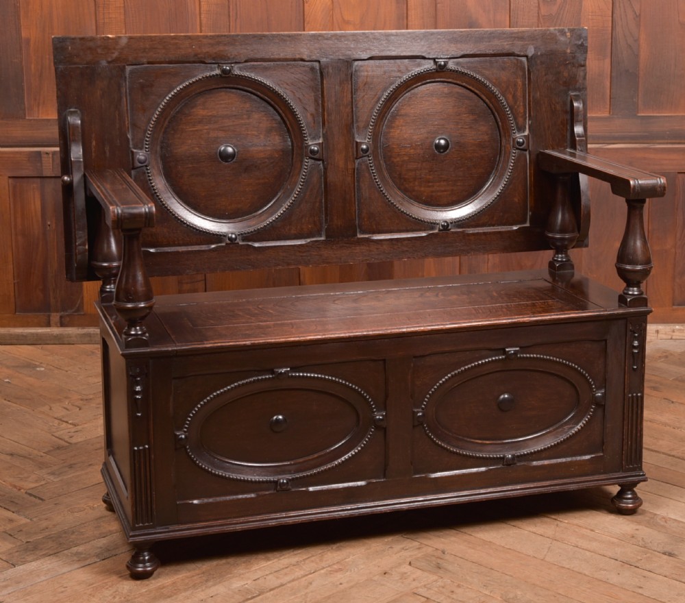 Edwardian Oak Monk Bench