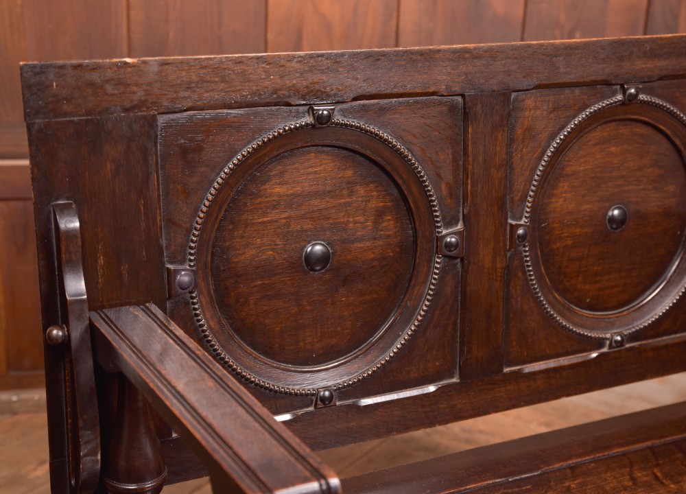 Edwardian Oak Monk Bench View II