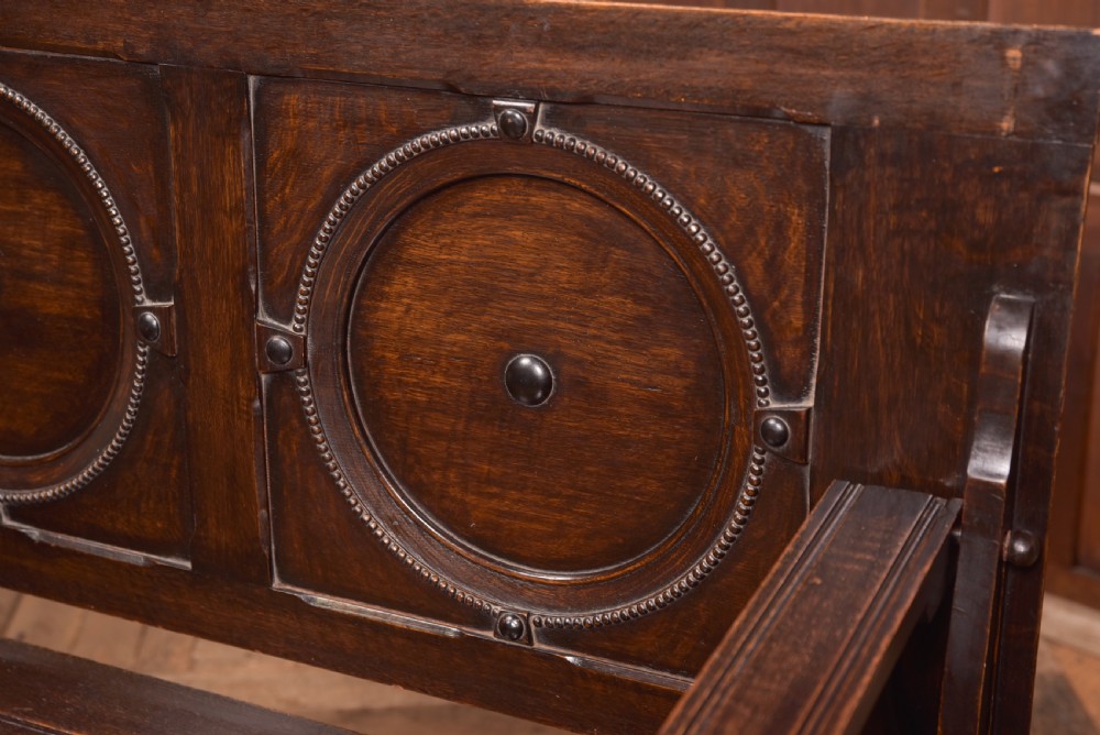 Edwardian Oak Monk Bench View III