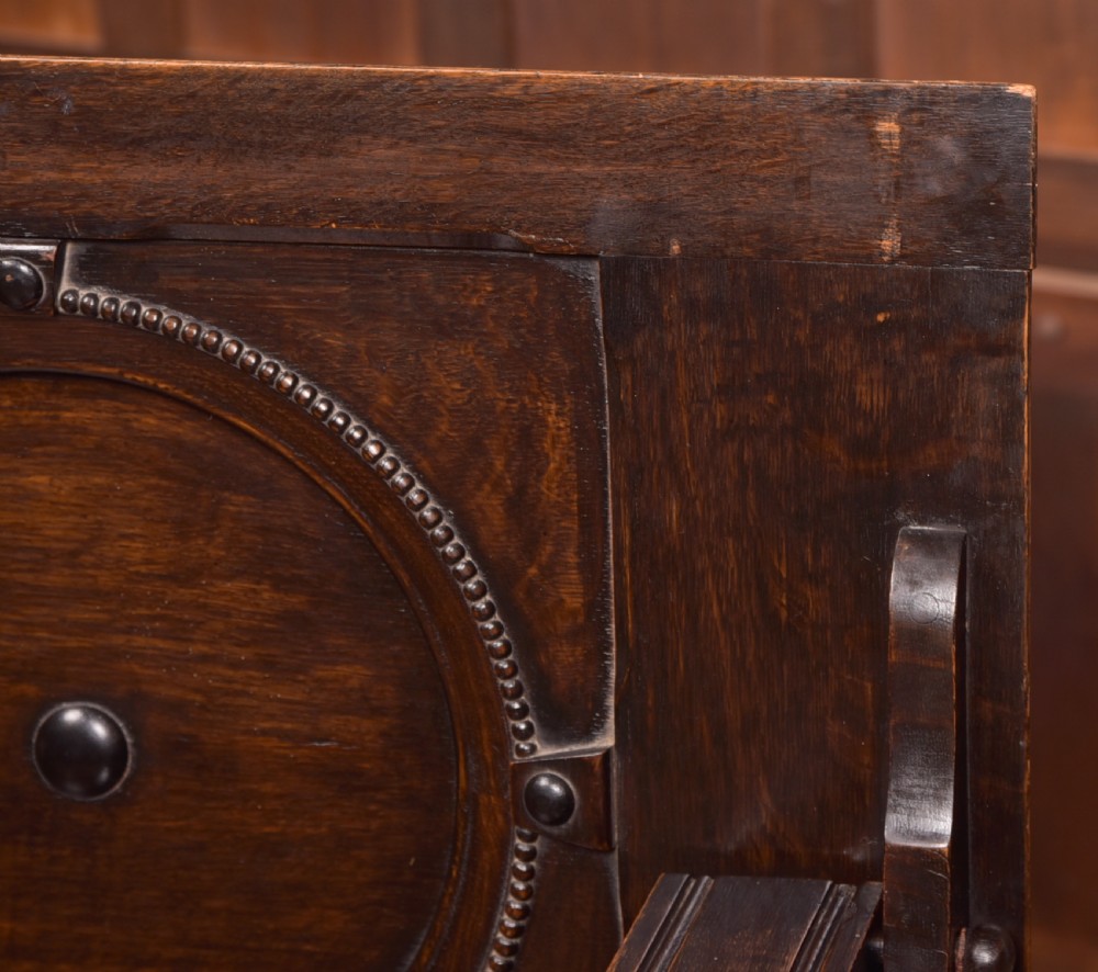 Edwardian Oak Monk Bench View VI