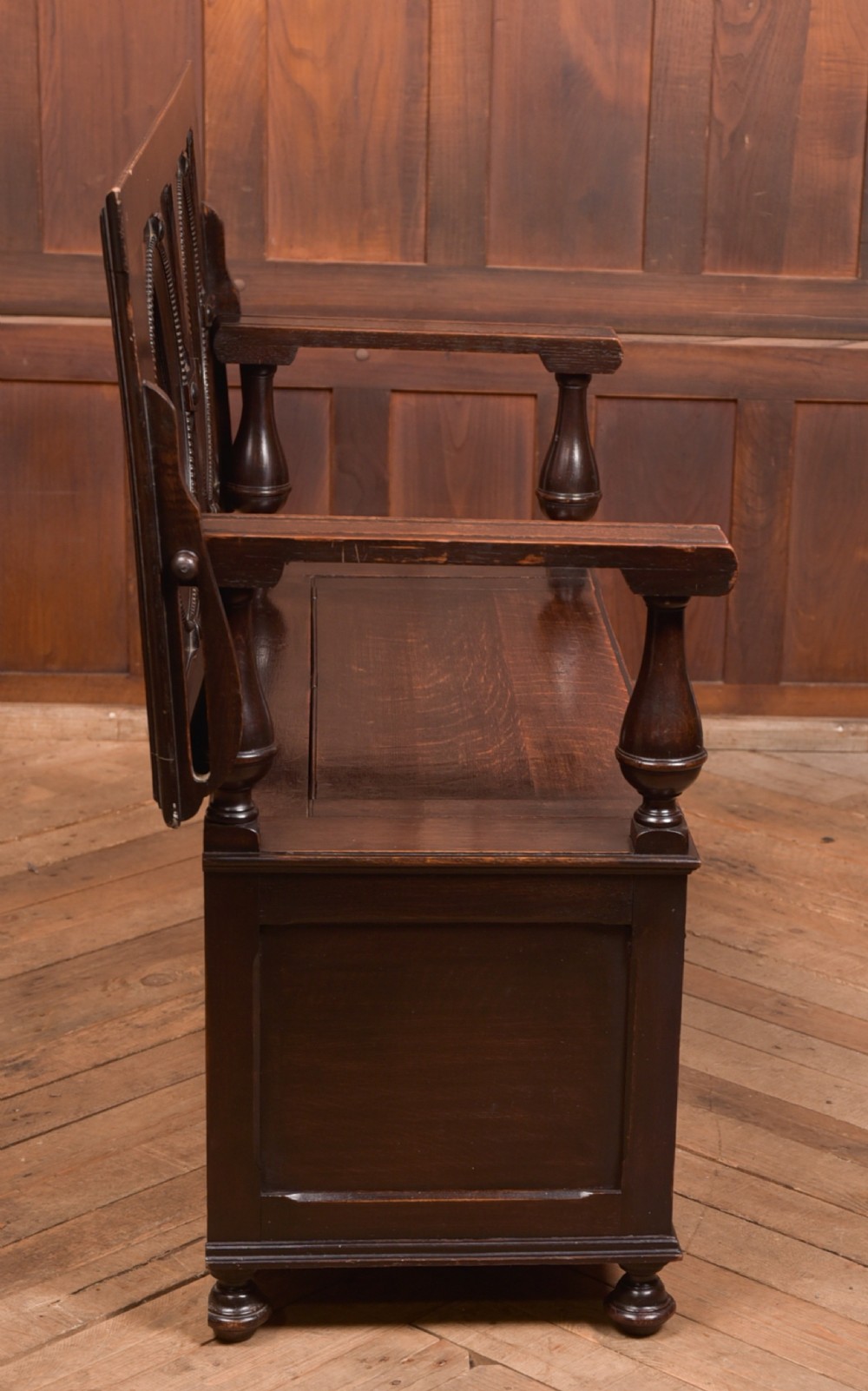 Edwardian Oak Monk Bench View IX