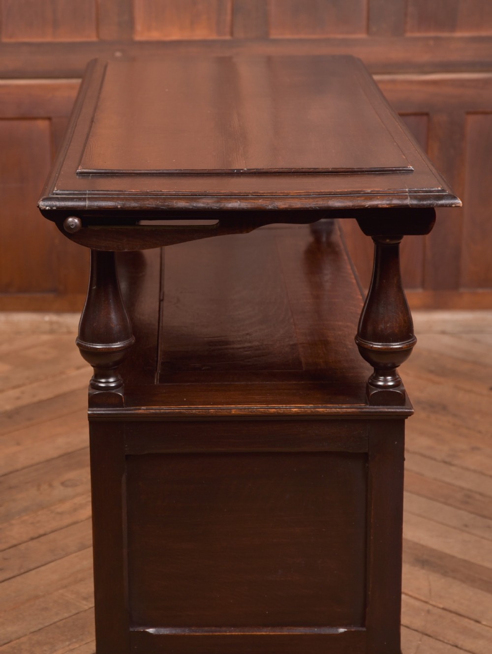 Edwardian Oak Monk Bench View XIII