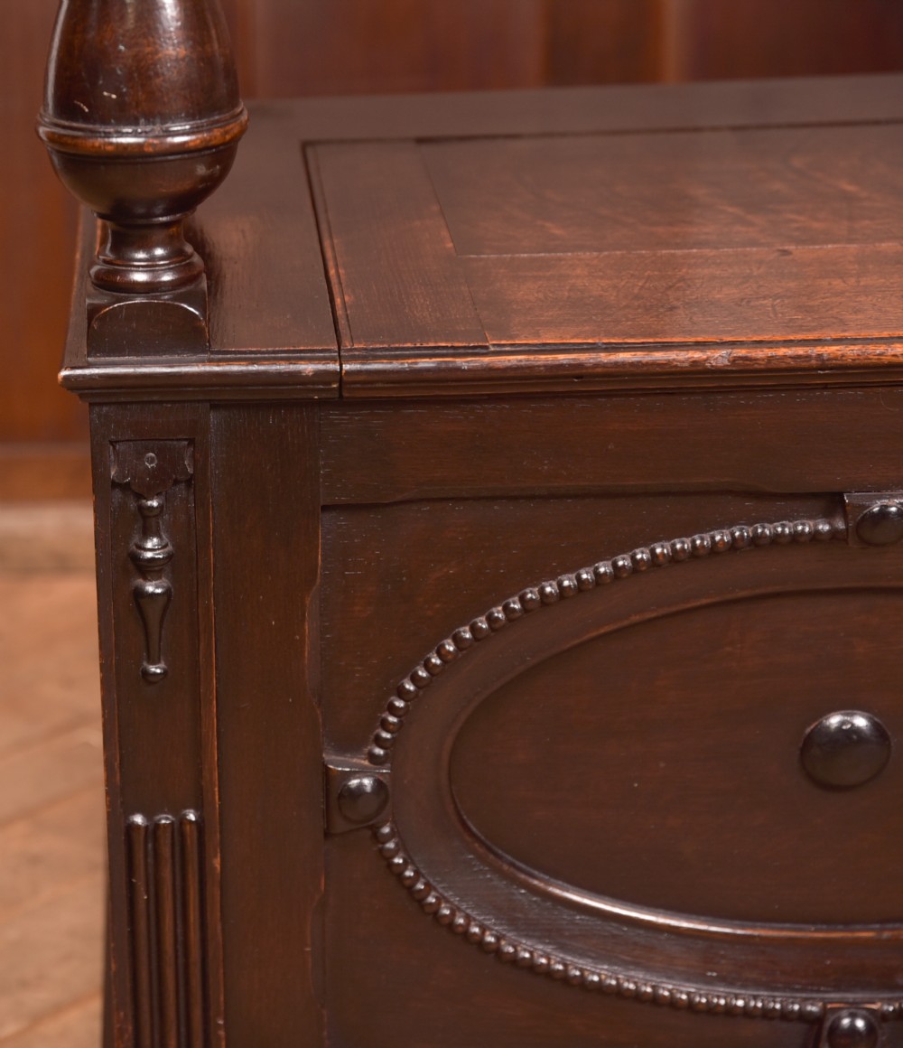 Edwardian Oak Monk Bench View XVII