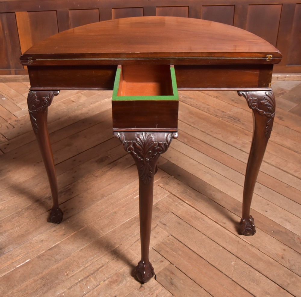 Victorian Mahogany Demi Lune Card Table View IX