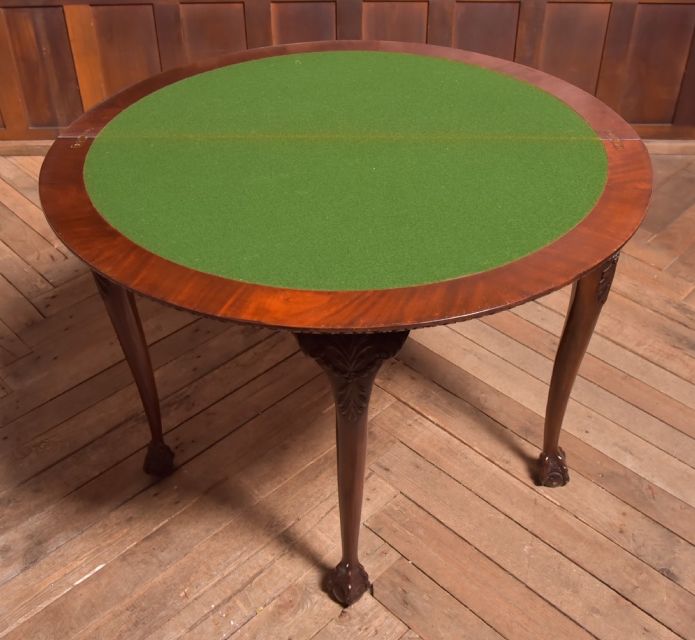 Victorian Mahogany Demi Lune Card Table View XI