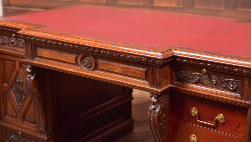Edwardian Mahogany Partners Desk View VI