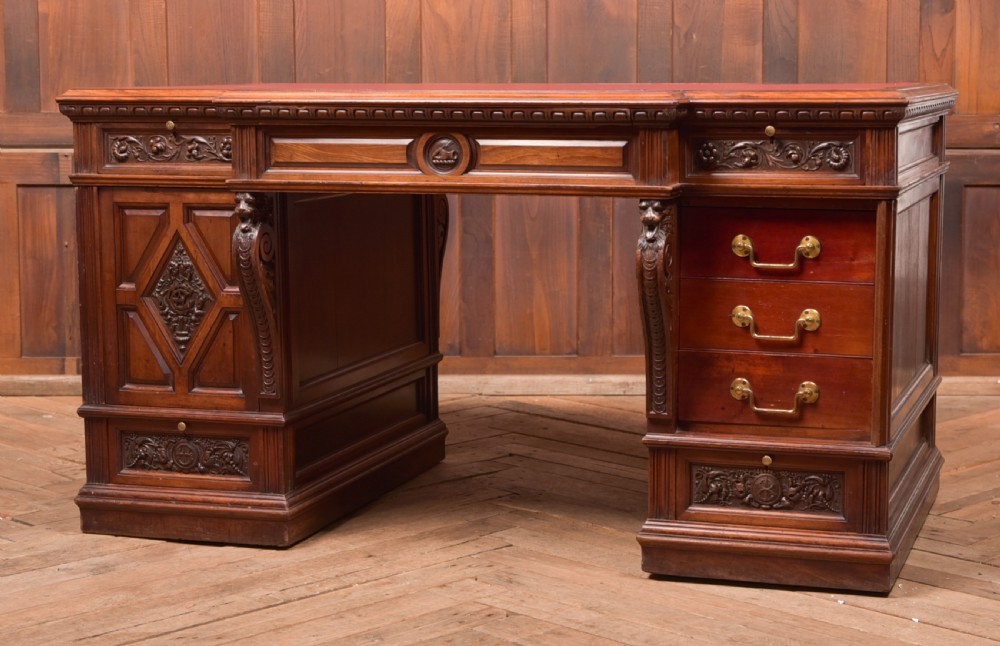 Edwardian Mahogany Partners Desk View VIII