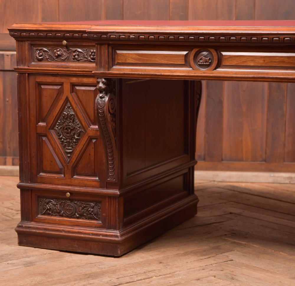 Edwardian Mahogany Partners Desk View XI