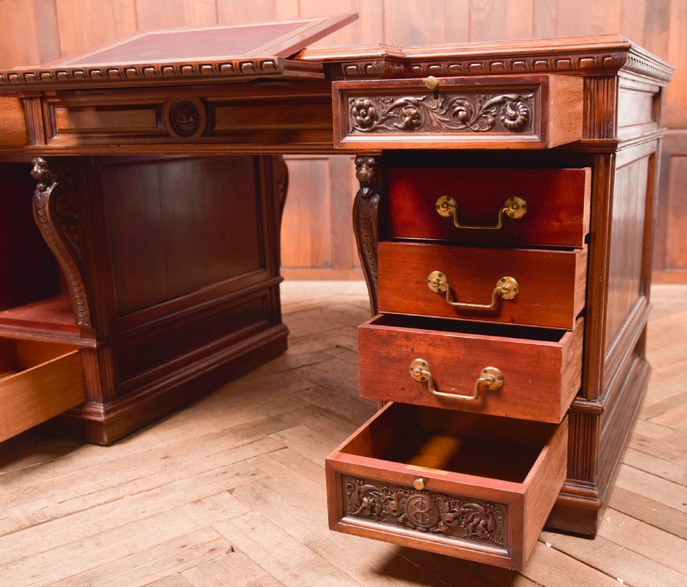 Edwardian Mahogany Partners Desk View XV