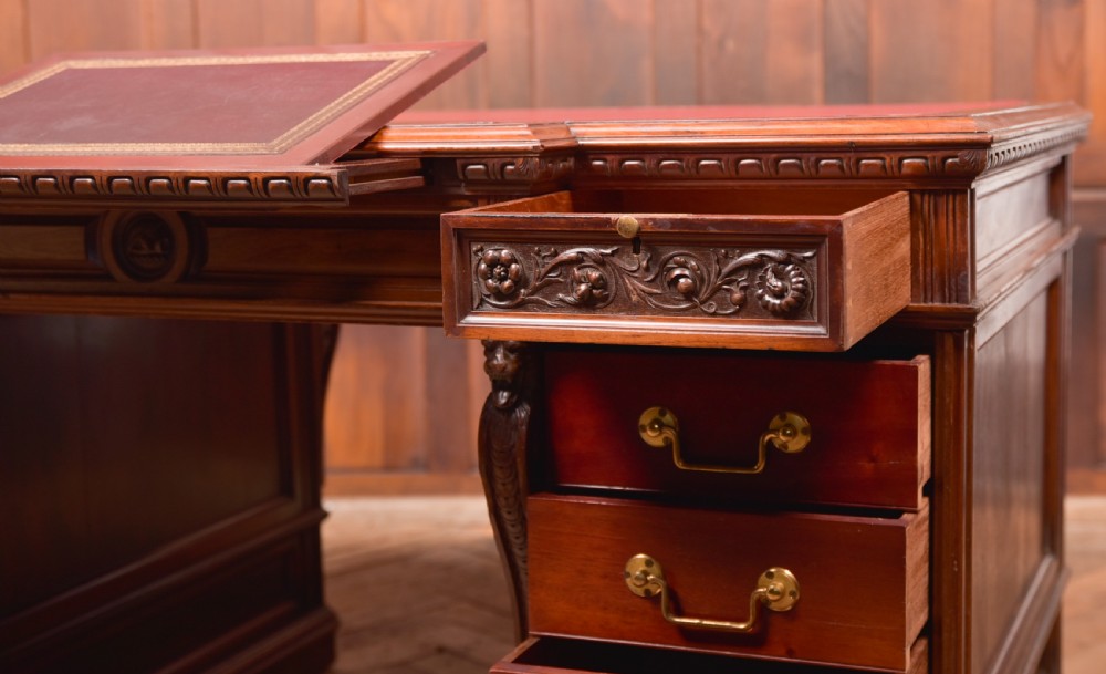 Edwardian Mahogany Partners Desk View XVII