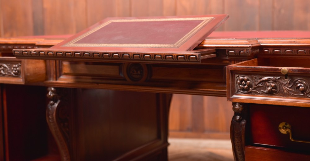 Edwardian Mahogany Partners Desk View XIX