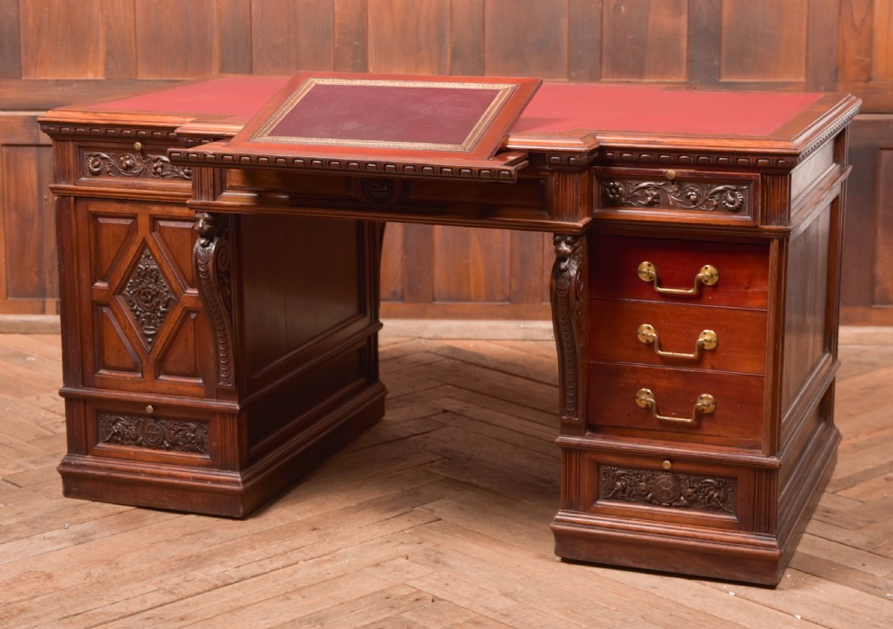 Edwardian Mahogany Partners Desk View XX