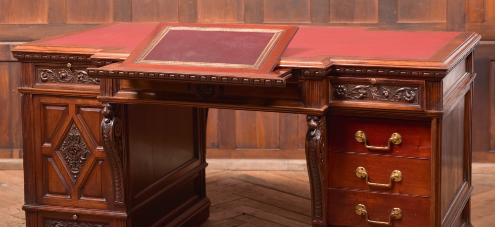 Edwardian Mahogany Partners Desk View XXI
