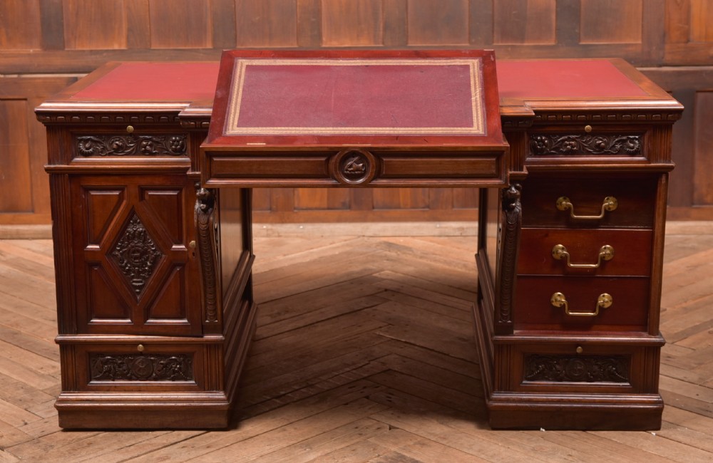 Edwardian Mahogany Partners Desk View XXVI
