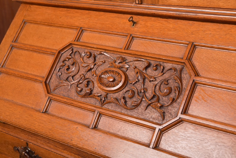 Edwardian Oak Bureau Bookcase View V