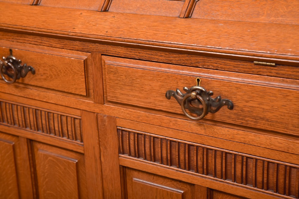 Edwardian Oak Bureau Bookcase View VI