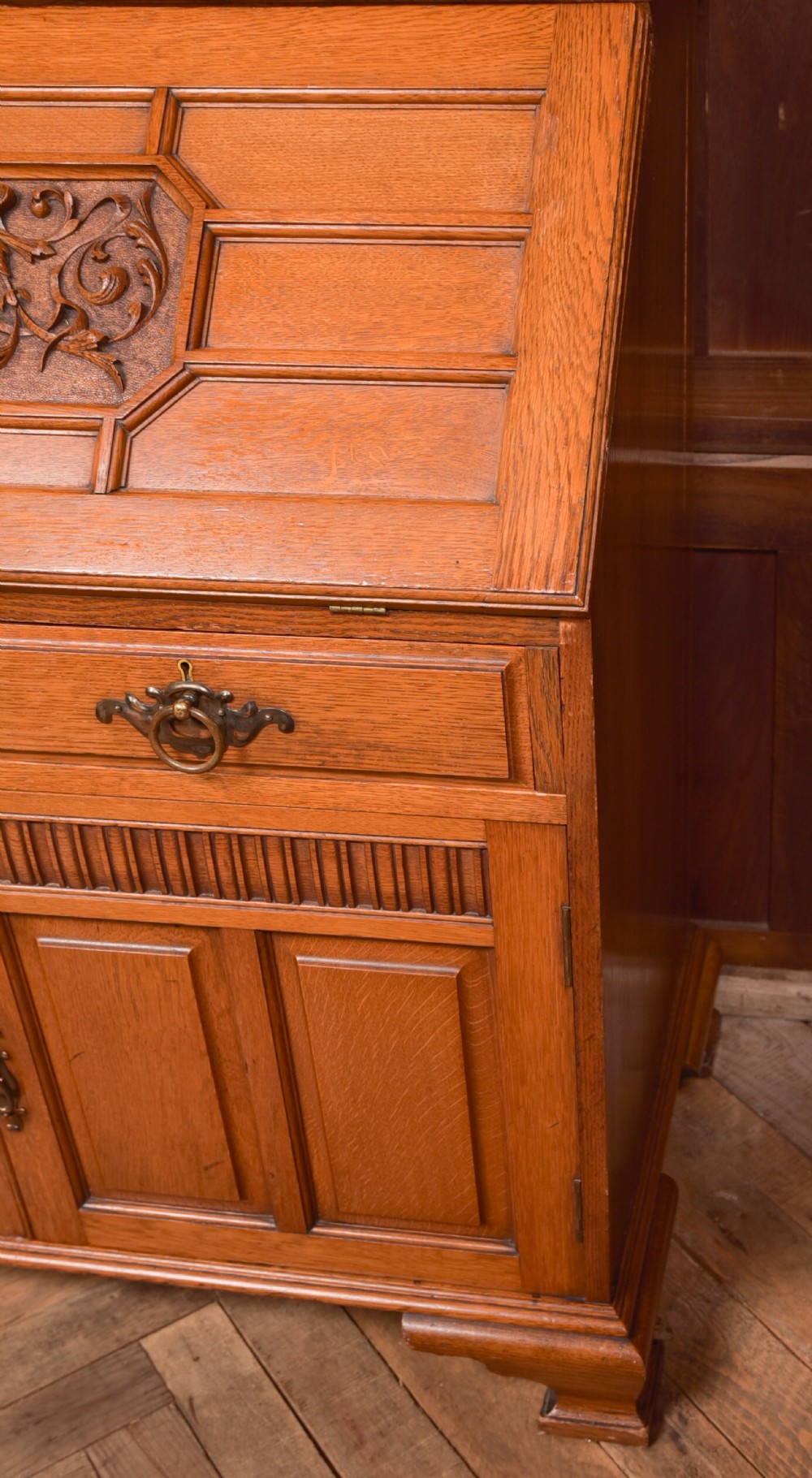 Edwardian Oak Bureau Bookcase View VII