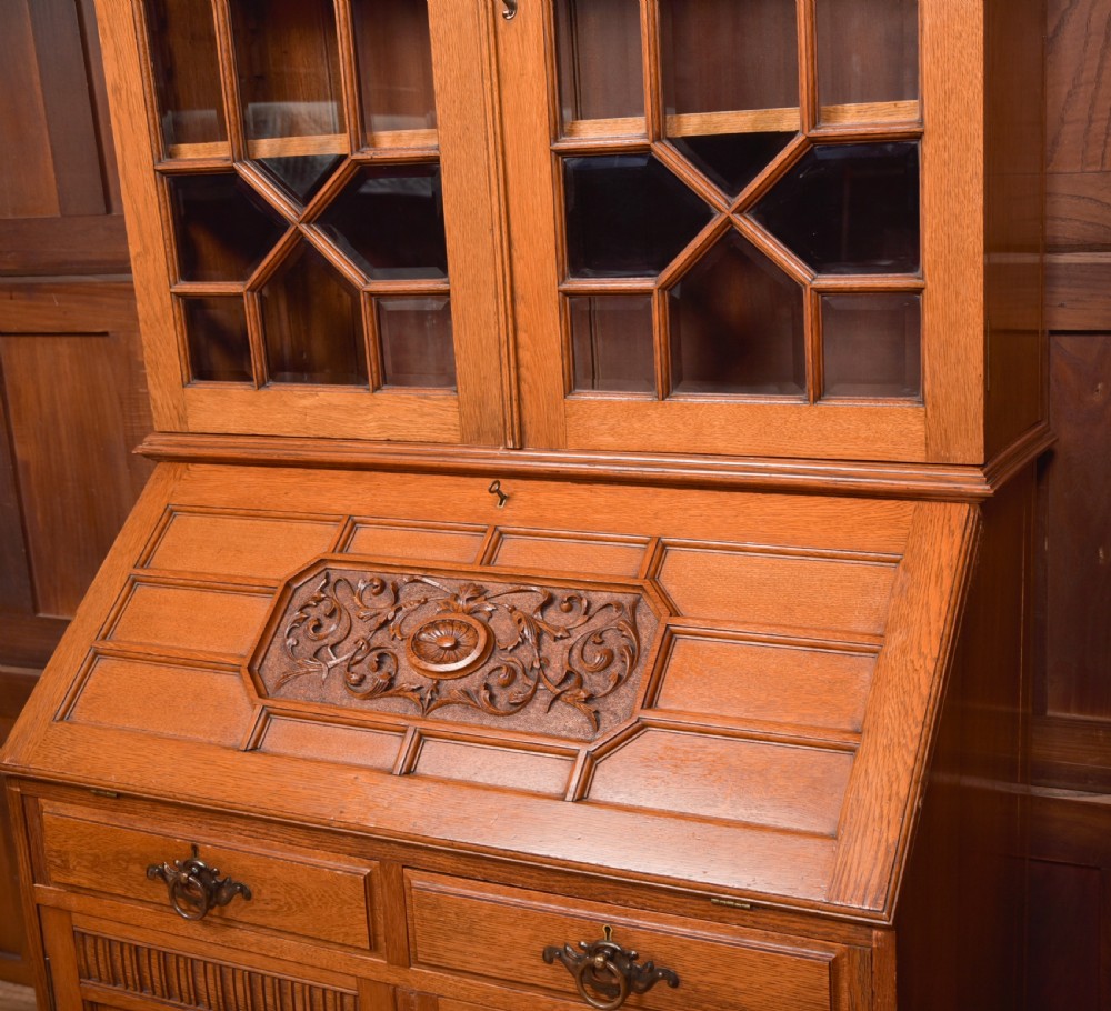 Edwardian Oak Bureau Bookcase View VIII
