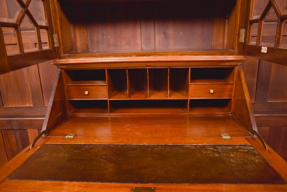 Edwardian Oak Bureau Bookcase View XI