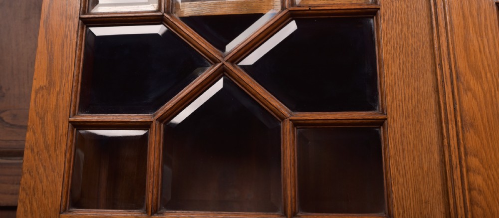 Edwardian Oak Bureau Bookcase View XV