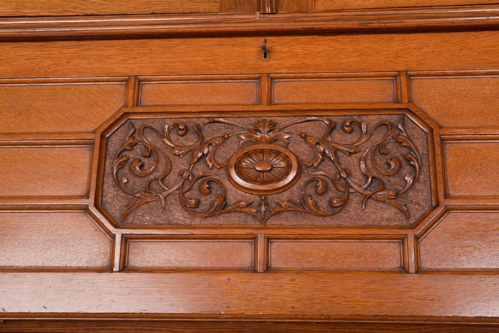 Edwardian Oak Bureau Bookcase View XX