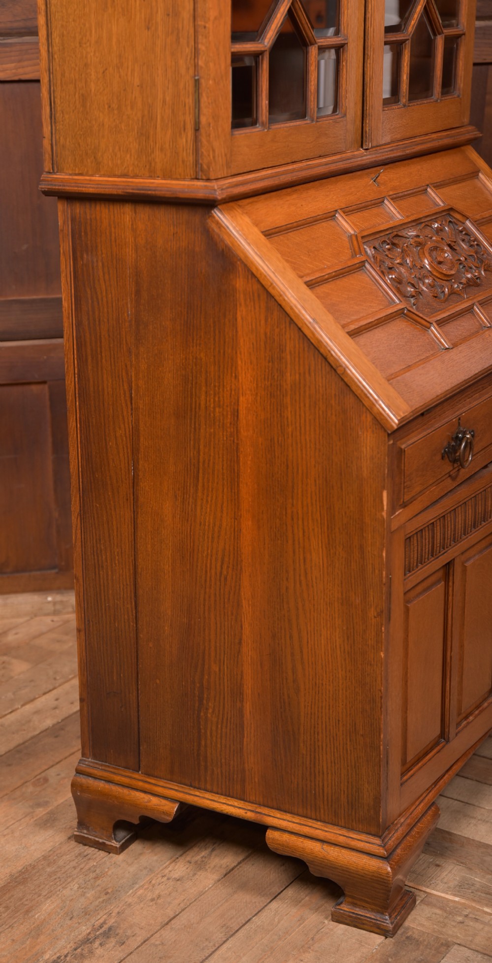 Edwardian Oak Bureau Bookcase View XXVIII