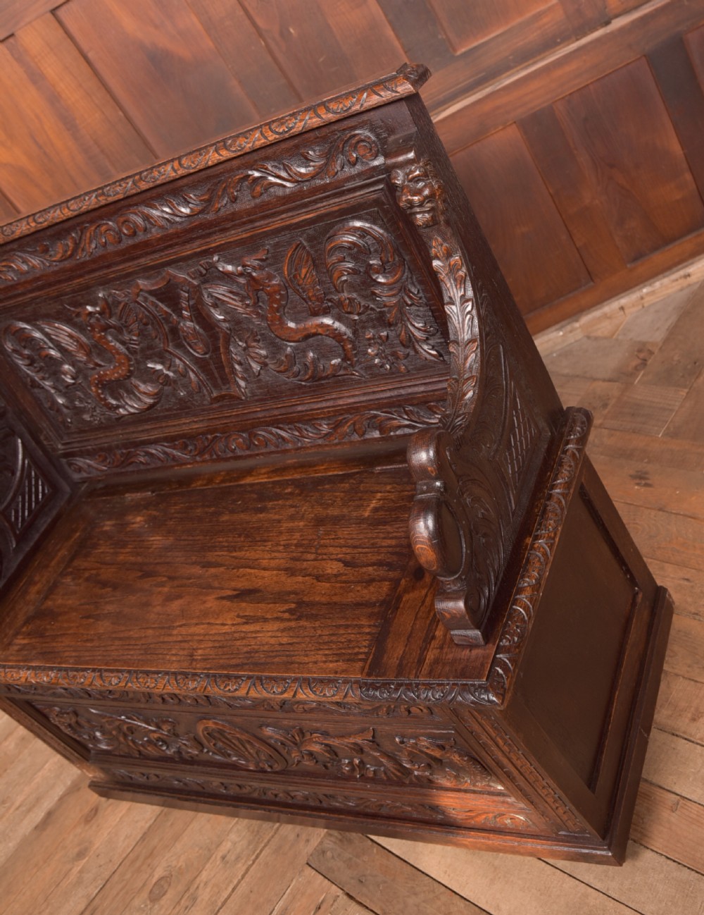 Victorian Oak Hall Bench View III