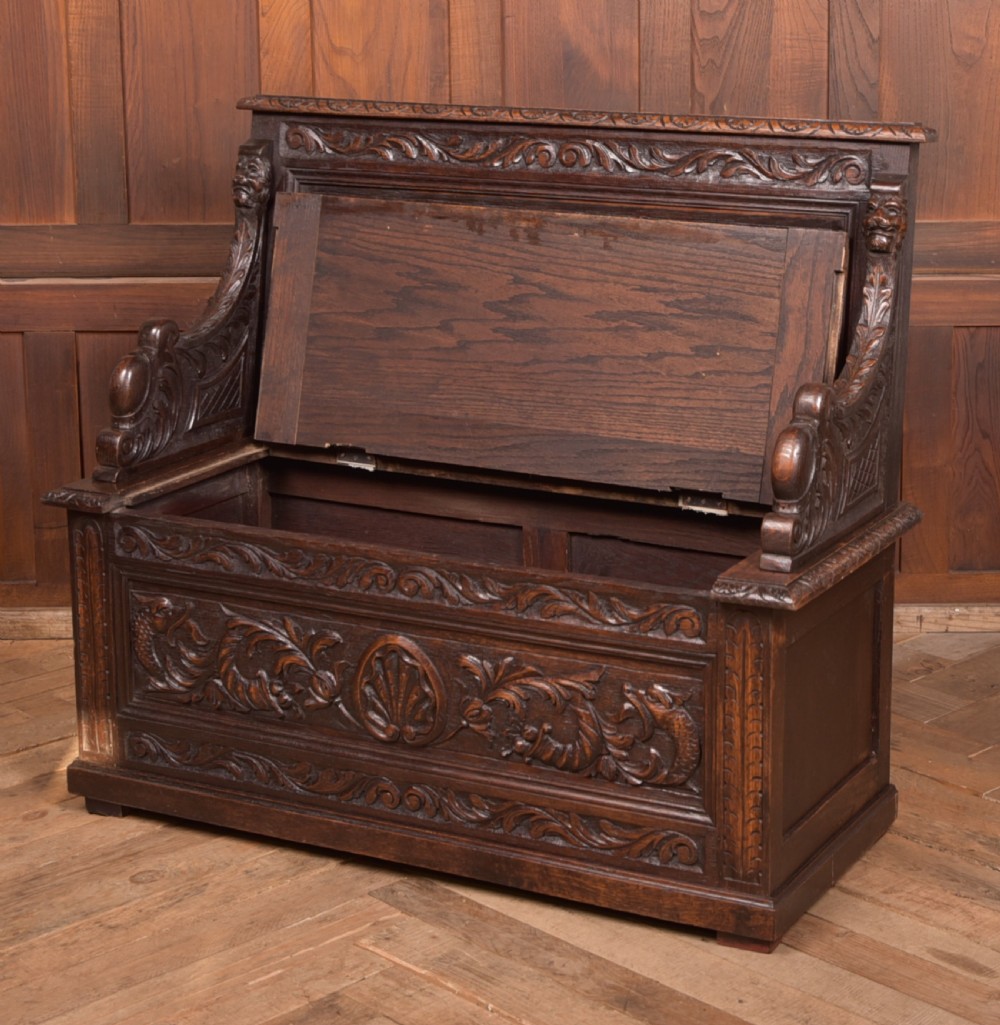 Victorian Oak Hall Bench View IV