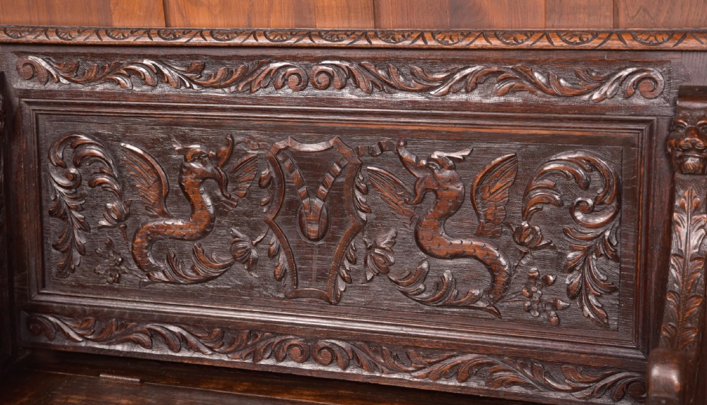 Victorian Oak Hall Bench View VI
