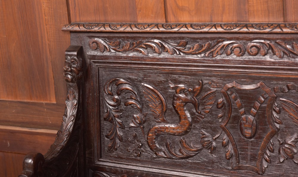 Victorian Oak Hall Bench View IX