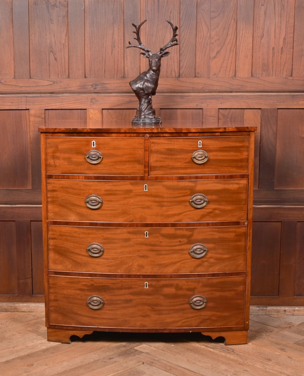 Mahogany 2 over 3 Bow Front Chest of Drawers