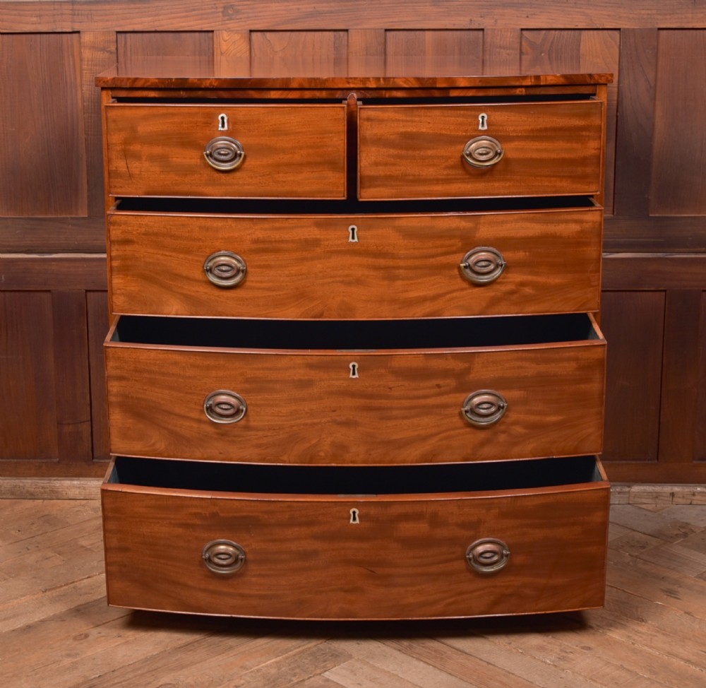 Mahogany 2 over 3 Bow Front Chest of Drawers View III