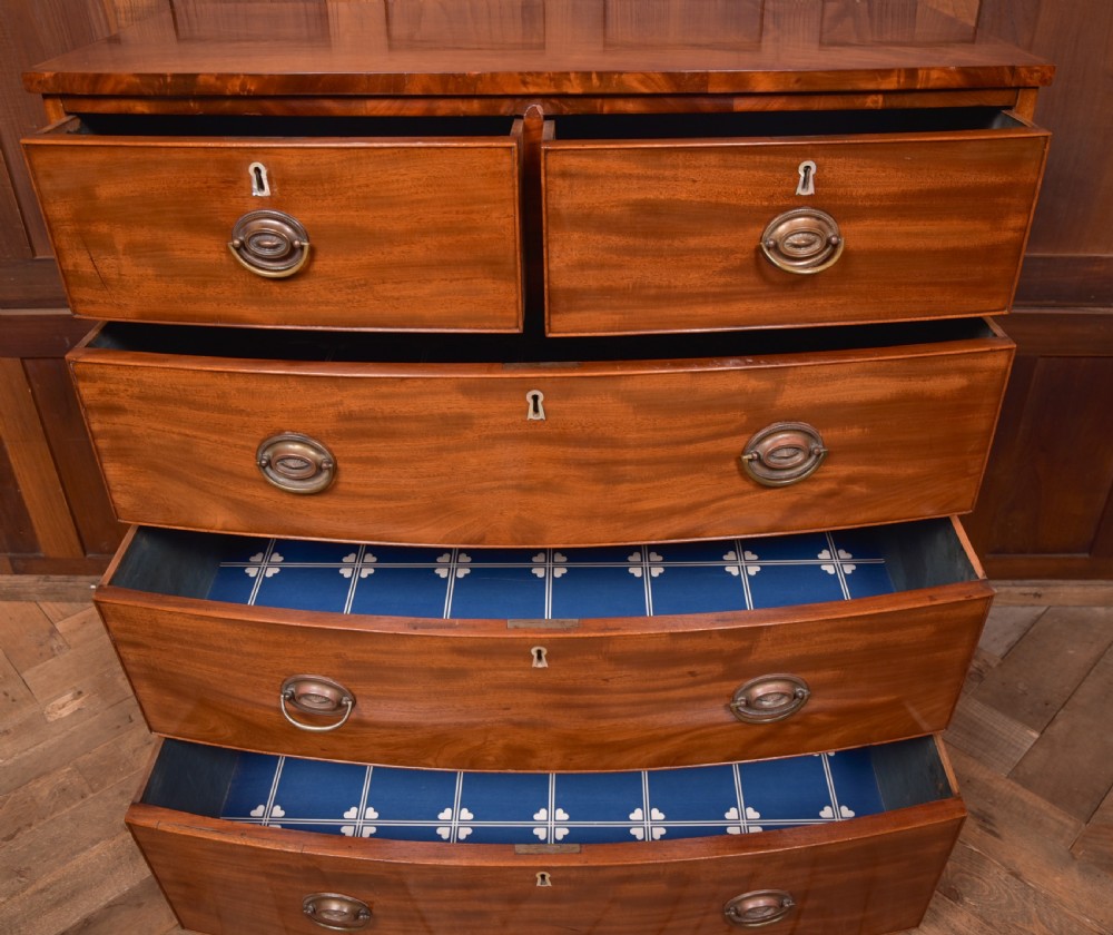 Mahogany 2 over 3 Bow Front Chest of Drawers View IV