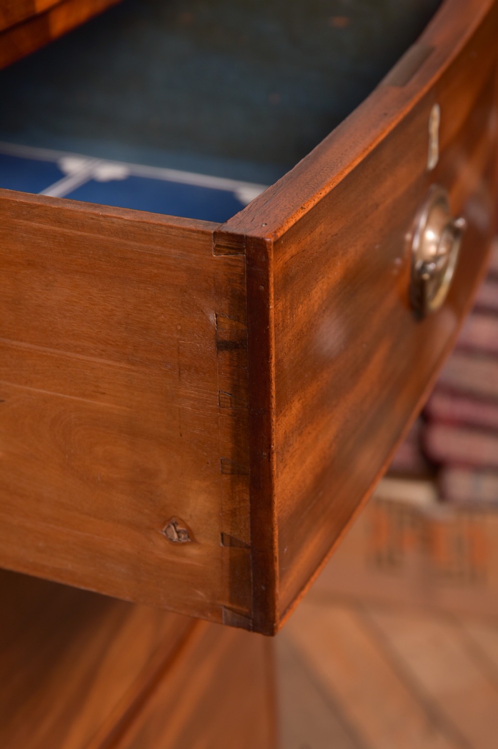 Mahogany 2 over 3 Bow Front Chest of Drawers View XV