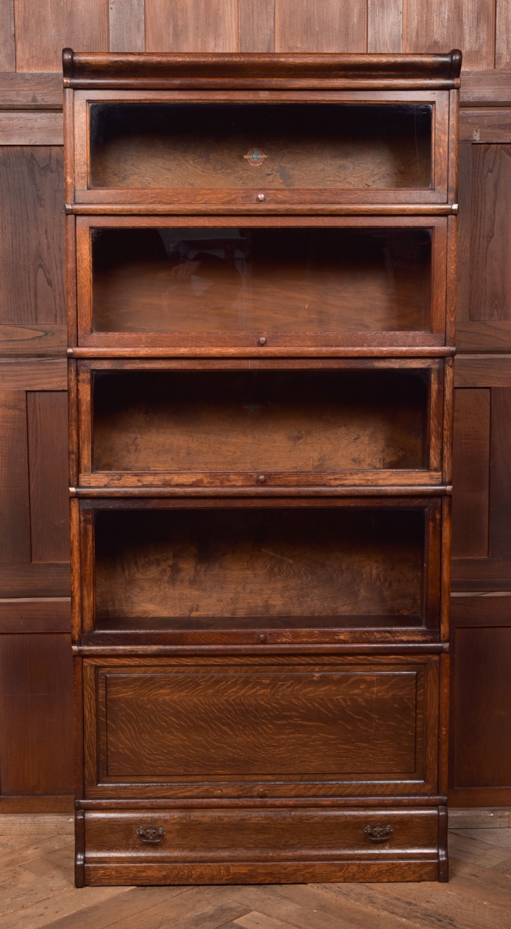 Globe Wernicke Oak 5 Sectional Bookcase View XV