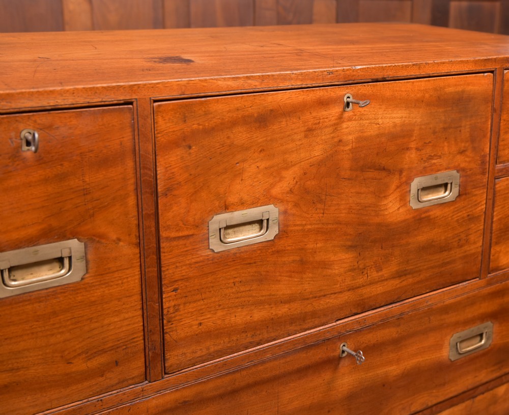 Camphor Wood Campaign Secretaire Chest View V